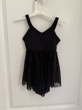 Girls' Black Dance Leotard with Mesh Skirt - Eurotard